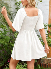 Robe Femme Manches Papillon Dos Smocké - vue 2