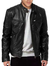 Perfecto en Cuir à Poches Zippées Grande Taille Homme - photo produit 1 - VELZAR