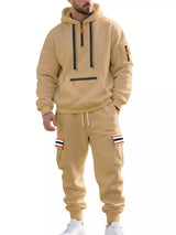 Men's Full Size Casual Half-Zip Hoodie and Cargo Pants Set Plus Size - photo produit 2 - VELZAR