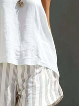 Ensemble Débardeur Col Rond et Short Rayé - photo produit 4 - VELZAR