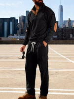 Men's Full Size Casual Button Detail Top and Pants Set Plus Size - photo produit 3 - VELZAR