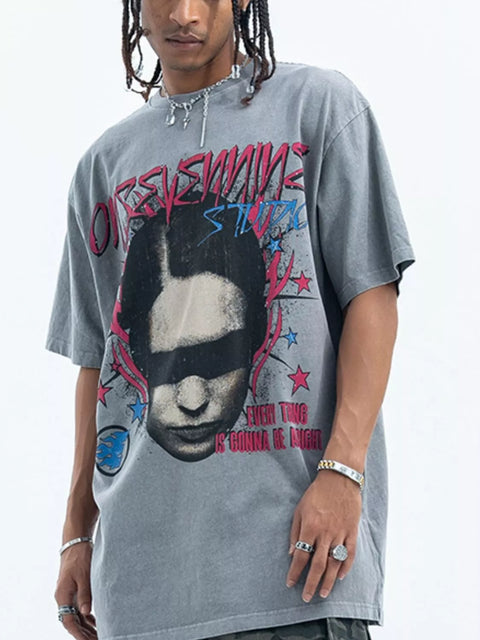 T-Shirt Oversize Graphique Vintage Homme - photo produit 1 - VELZAR