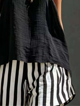 Ensemble Débardeur Col Rond et Short Rayé - photo produit 2 - VELZAR