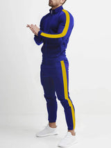 Men's Full Size Side Stripes Zip Up Top and Pants Set Plus Size - photo produit 2 - VELZAR