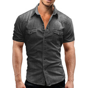 Chemise Homme Denim Manches Courtes - vue 1