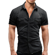 Chemise Homme Denim Manches Courtes - vue 3
