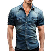Chemise Homme Denim Manches Courtes - vue 2