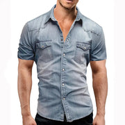 Chemise Homme Denim Manches Courtes - vue 4