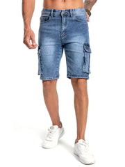 Short en jean multi-poches à cinq points pour homme, ample, grande taille, court, section fine, streetwear, cargo, été ﻿