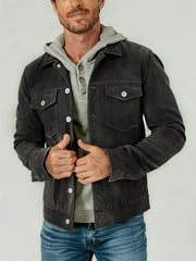 Blouson Trucker Homme Effet Daim Marron - vue 2