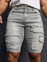 Bermuda en Jean Homme Gris Effiloché - vue 4