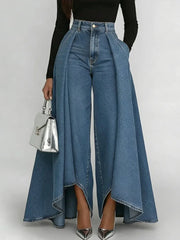 Jupe-Culotte en Jean Taille Haute Drapée