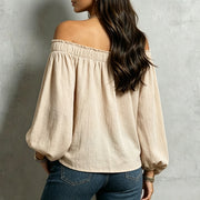Blouse Femme Épaules Dénudées Manches Lanterne - vue 6
