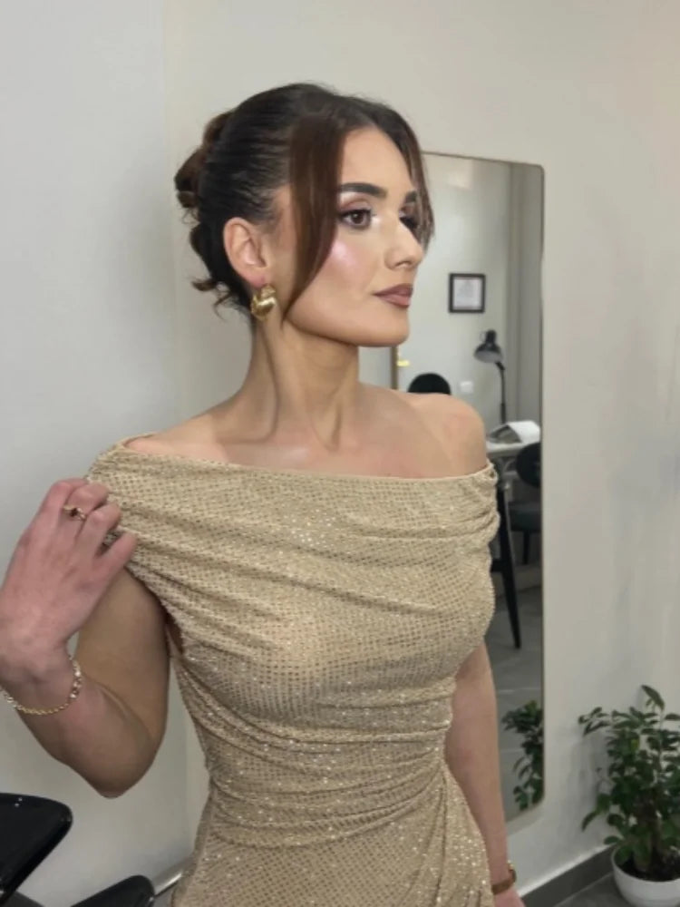 Robe Longue Femme Pailletée Une Épaule - vue 1