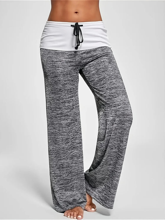Pantalon de Yoga extensible à jambes larges pour femmes, grande taille 1XL-5XL, décontracté, ample, avec cordon de serrage, à la mode
