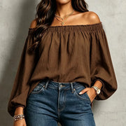 Blouse Femme Épaules Dénudées Manches Lanterne - vue 4