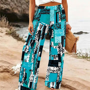 Pantalon Palazzo Femme Imprimé Floral Taille Haute