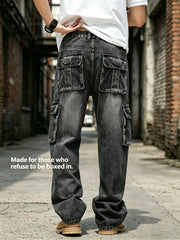 Jean Cargo Homme Coupe Large Délavée - vue 2