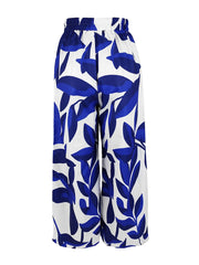 Pantalon Palazzo Femme Imprimé Feuilles Automne-Hiver