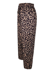 Pantalon Léopard Femme Taille Haute Jambe Large