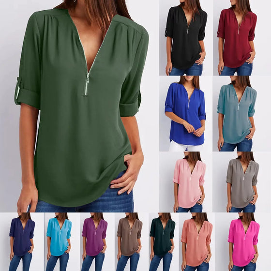 Blouse Femme Mousseline Col V - vue 1