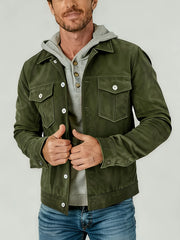 Blouson Trucker Homme Effet Daim Marron - vue 5
