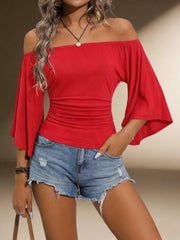 Crop Top Femme Rouge Épaules Dénudées - vue 5