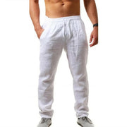 Pantalon d'été en coton et lin pour hommes, couleur unie, respirant, décontracté, taille élastique, Fitness, Hip-Hop, Streetwear