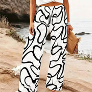 Pantalon Palazzo Femme Imprimé Floral Taille Haute
