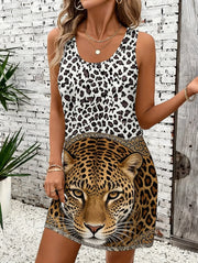 Robe Léopard Femme Sans Manches Été