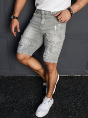 Bermuda en Jean Homme Gris Effiloché - vue 3