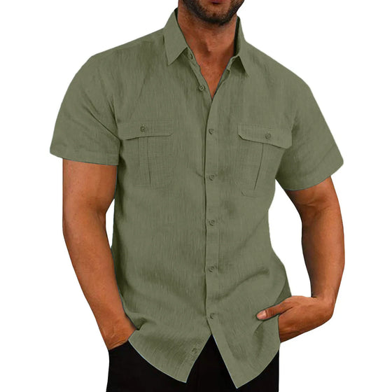 Chemise Homme Lin Manches Courtes - vue 1