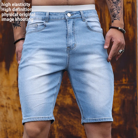 Shorts en jean stretch pour homme 2026 – Coupe slim décontractée, légers et confortables, style streetwear Y2K, parfaits pour les vacances
