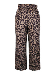 Pantalon Léopard Femme Taille Haute Jambe Large