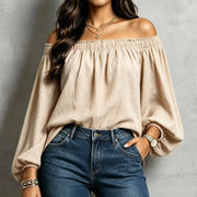 Blouse Femme Épaules Dénudées Manches Lanterne - vue 2