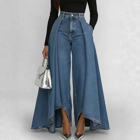 Jupe-Culotte en Jean Taille Haute Drapée
