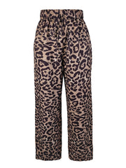 Pantalon Léopard Femme Taille Haute Jambe Large