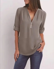Blouse Femme Mousseline Col V - vue 5
