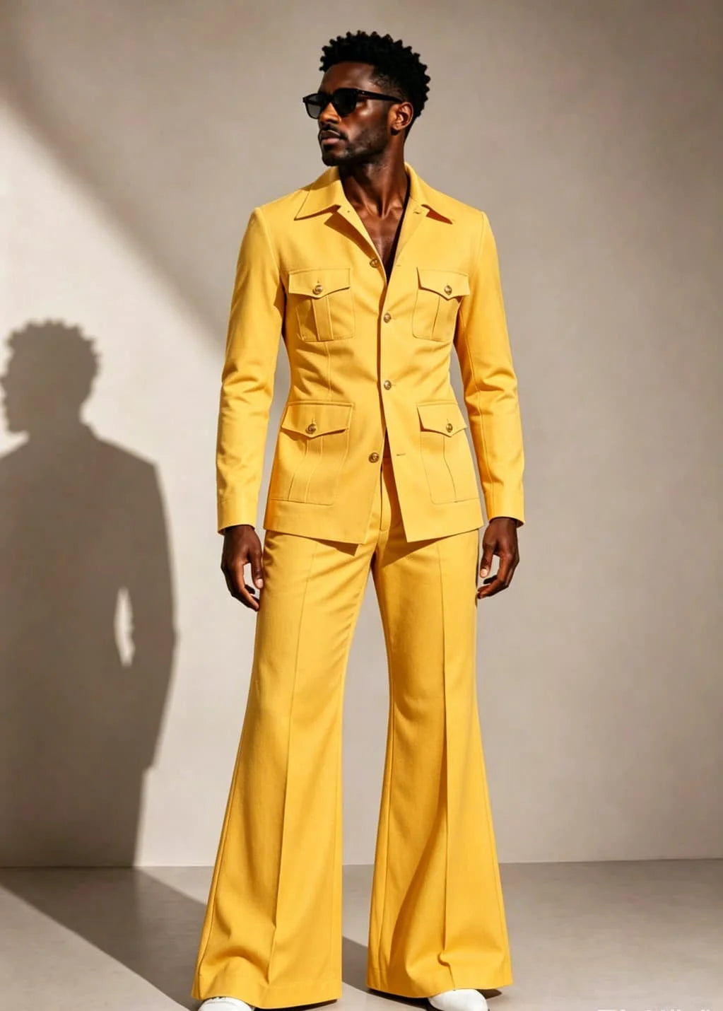 Ensemble de costume 2 pièces Thorndike Fashion pour homme, costume safari blanc pour homme avec pantalon à jambes larges |   Blazer Safari de Luxe 2 Pièces