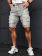 Bermuda en Jean Homme Gris Effiloché - vue 1