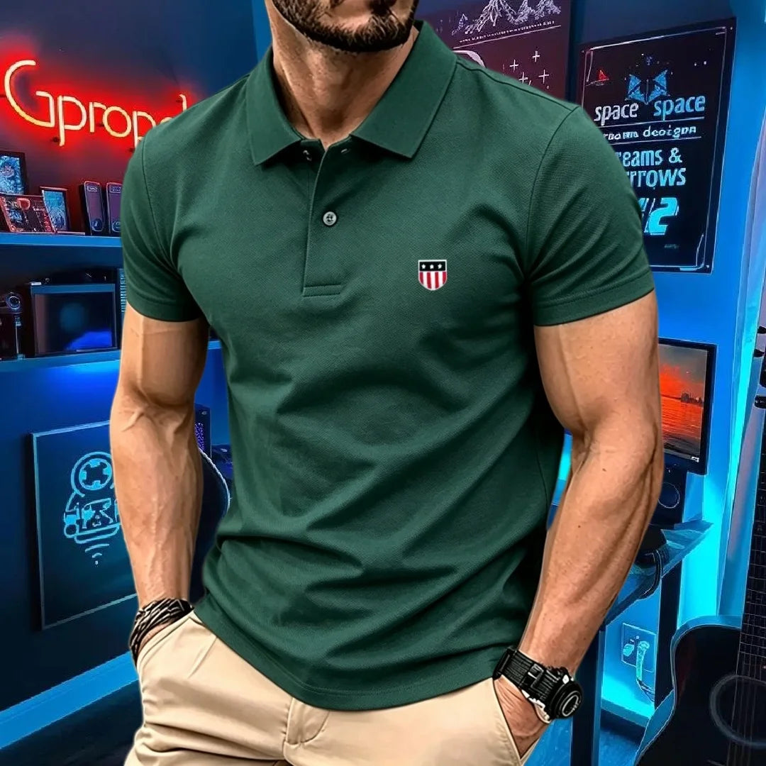 Polo Homme Coton Brodé Drapeau - vue 1