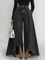 Jupe-Culotte en Jean Taille Haute Drapée