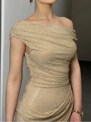 Robe Longue Femme Pailletée Une Épaule - vue 2