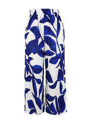 Pantalon Palazzo Femme Imprimé Feuilles Automne-Hiver
