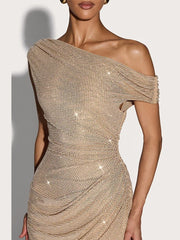 Robe Longue Femme Pailletée Une Épaule - vue 6