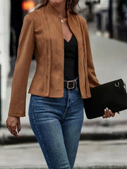 2026 AliExpress Wish Amazon, Cardigan court polyvalent à manches longues et couleur unie pour femme, style hiver, vêtement féminin élégant
