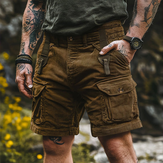 Short Cargo Homme Velours Côtelé Multipoches