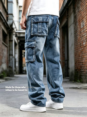 Jean Cargo Homme Coupe Large Délavée - vue 3