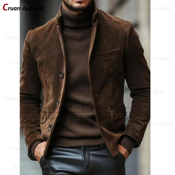 (One Blazer) Veste en velours pour homme, coupe ajustée, sur mesure, pour anniversaire, banquet, activités quotidiennes, manteau décontracté, 1 pièce