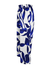 Pantalon Palazzo Femme Imprimé Feuilles Automne-Hiver